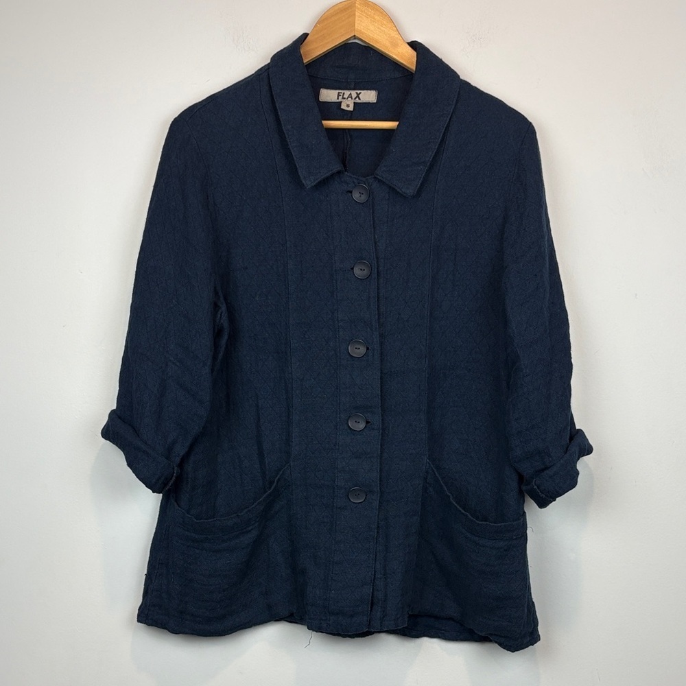 Flax Midnight Blue linen Utility Jacket